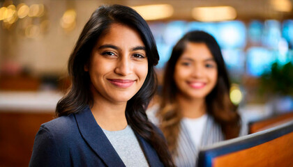 Two Happy Female Bank Tellers