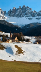 Spring landscape Dolomites Alps Santa Maddalena village Val di Funes valley South Tyrol Italy - 780837799