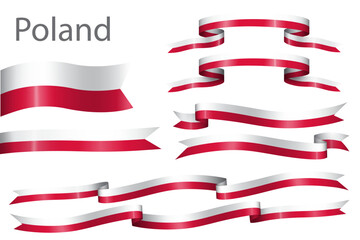 set of flag ribbon with colors of Poland for independence day celebration decoration