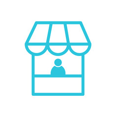Market seller , Marketplace, shopping mall, icon. From blue icon set.