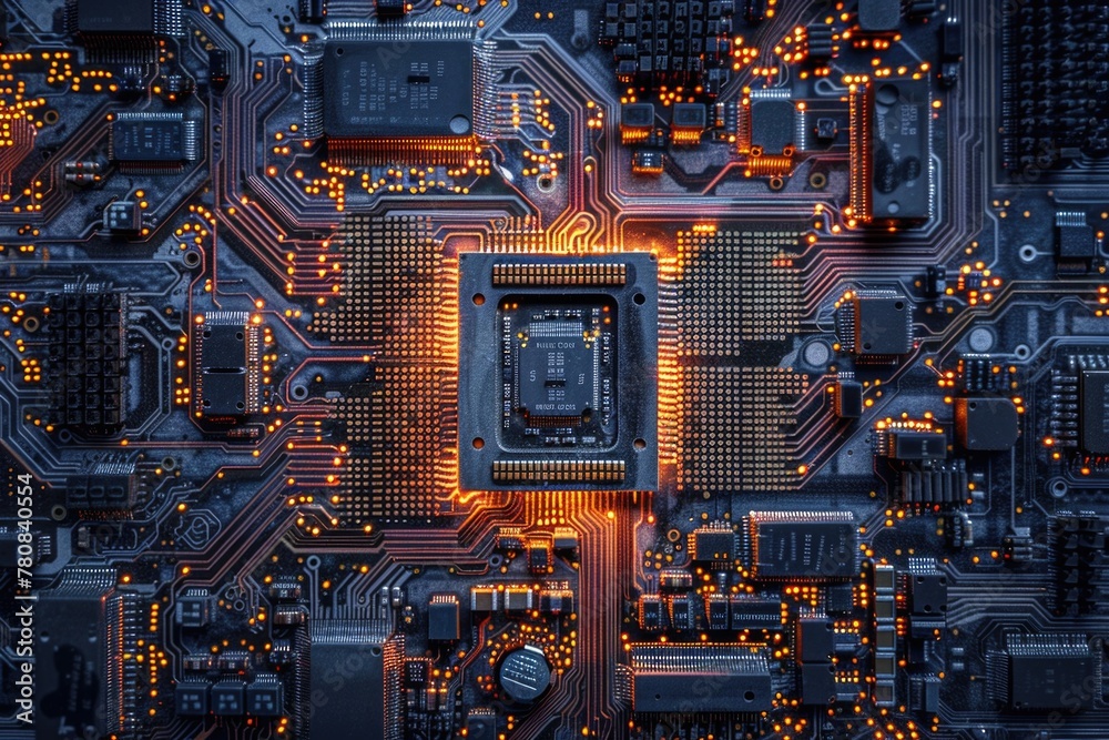 Aufkleber Detailed view of a computer circuit board, perfect for technology concepts