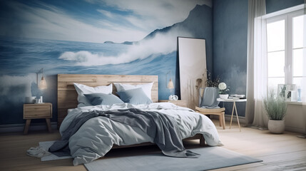 beautiful Cozy Blue and White Bedroom design