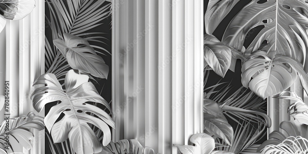 Poster black and white image of a plant, suitable for various design projects