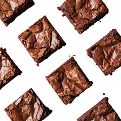 Brownies in diagonal pattern on transparent background, creating symmetry and depth