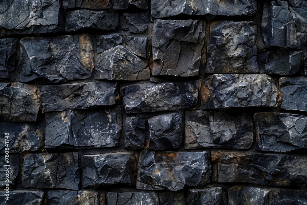 Poster detailed close-up of a wall made of rocks. ideal for background or texture use