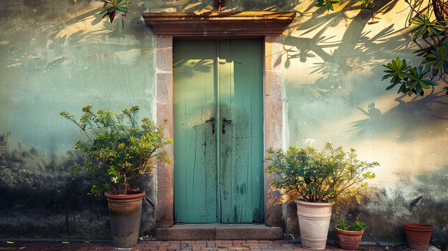 Vintage doorway leading into a home, the entrance designed to be both welcoming and intriguing