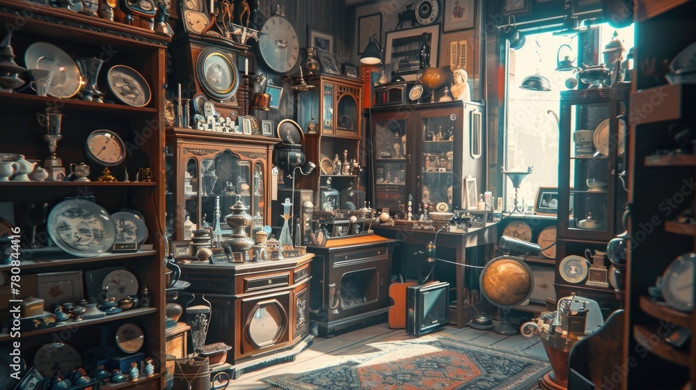 Aufkleber Various types of clocks displayed in a room. Suitable for interior design concepts