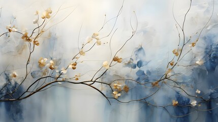 Fototapeta na wymiar Elegant Floral Artwork Abstract Soft Colors Delicate Blossoms