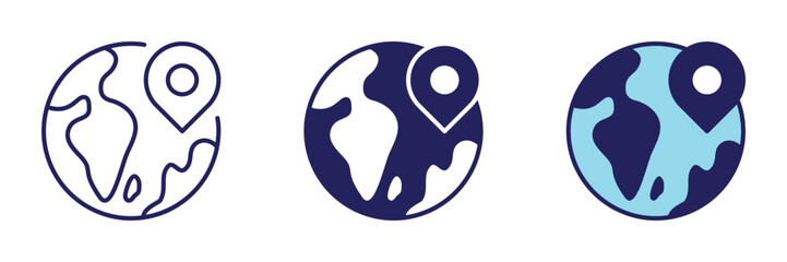 Location Earth Globe Pin Icon - Navigation Set
