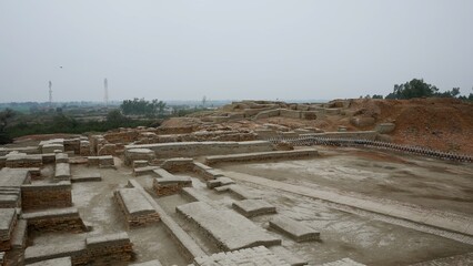 Ancient ruins under overcast sky Mohenjo Daro
