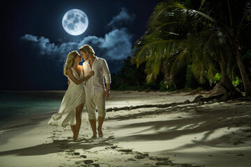 couple on the beach at night