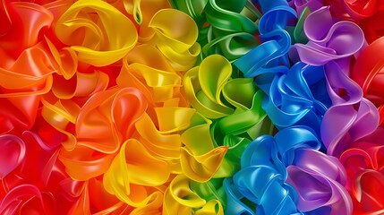 Bright abstract background of jumble of rainbow colored balloons celebrating gay pride - obrazy, fototapety, plakaty