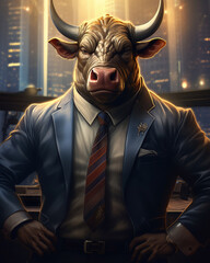 the tough cop with a heart for the people, also dabbles in forex trading. Together with his dedicated team, they bravely face market challenges, striving for success amidst the bull and bear fights - obrazy, fototapety, plakaty