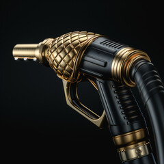 Black and Gold Gas Pump Nozzle 3D Render