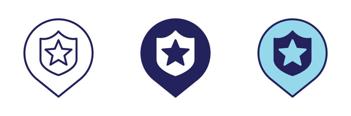 Police Station Pin Icon - Navigation Set