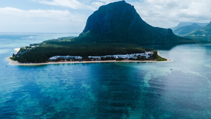 The natural background of nature. Underwater waterfall in Mauritius.