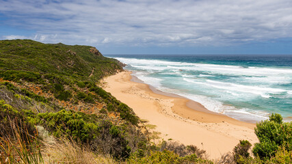 Fantastic beach on the Great Ocean Road near Port Campbell National Park with the Twelve Apostles,...