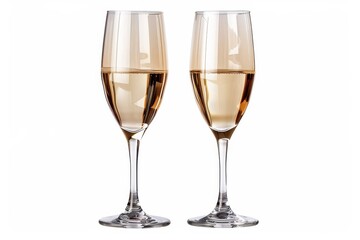 Two high detail champagne glasses on a white background