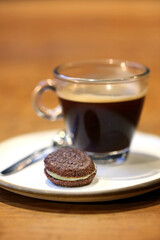 chocolate cookie with passion fruit filling