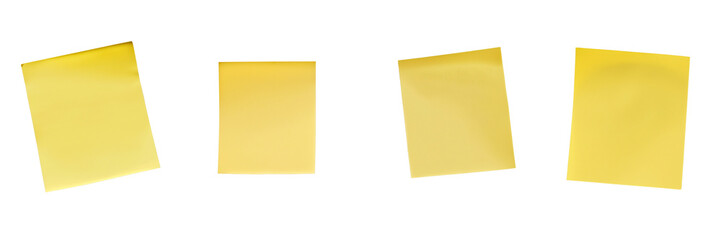 Set of Yellow sticky post it note  on isolated background