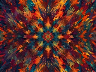 A dynamic explosion of abstract, geometric shapes in a kaleidoscope of colors, generative AI