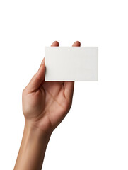 Obraz premium Human Hand Holding a Blank White Card Isolated on White Background