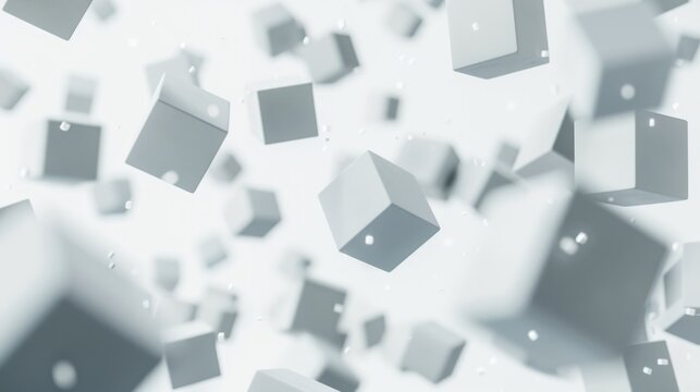 A unique image of cubes suspended in mid-air. Perfect for modern design projects