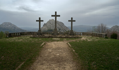 three crosses on the mountain