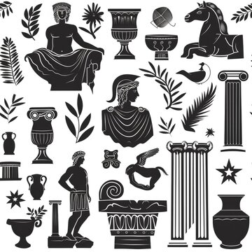 A collection of ancient Greek symbols. Perfect for educational materials