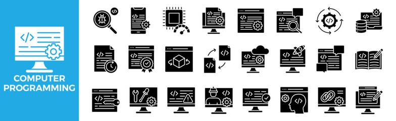 Computer Programming icon set for design elements	