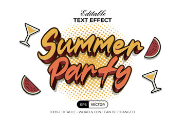 Summer Party Text Effect Style. Editable Text Effect Vector.