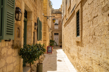Fototapeta na wymiar Silent City, Mdina, Malta, sunny day