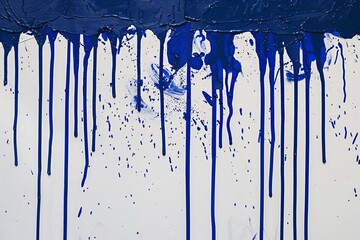 Dripping Deep Blue spray paint on a white surface