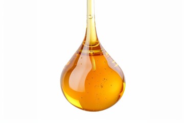 Drop of honey serum or cooking oil on white background with clipping path