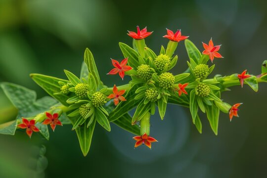 Euphorbia plant with various names like Zigzag Devilâ s Backbone Jacobâ s ladder and Japanese poinsettia