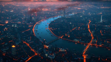 Urban Lights Extravaganza: Aerial Sparkle./n