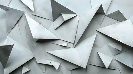 Geometric shapes made gray paper, abstract background - obrazy, fototapety, plakaty