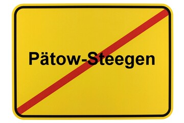 Illustration eines Ortsschildes der Gemeinde Pätow- Steegen in Mecklenburg-Vorpommern