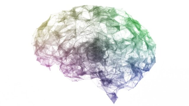 Artificial Intelligence - Building Neural Network - Brain isolated on white background 4K seamless loop multi colour	
