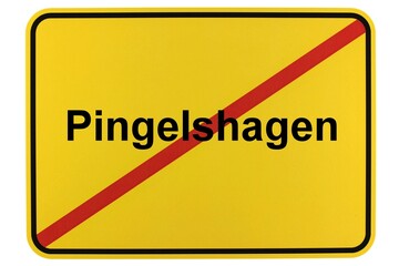 Illustration eines Ortsschildes der Gemeinde Pingelshagen in Mecklenburg-Vorpommern