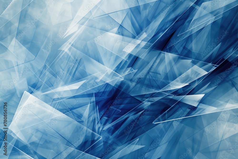 Poster Abstract blue and white triangles background. Suitable for graphic design projects