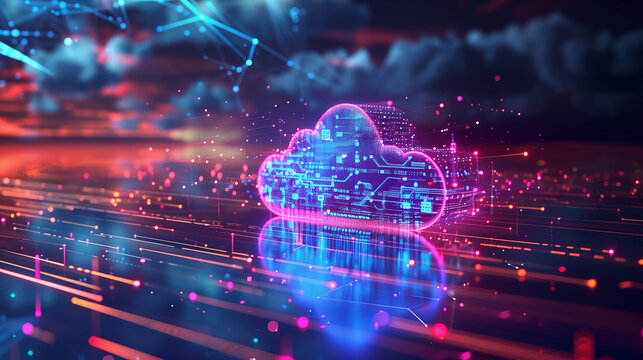 Cloud computing transfer big data on internet. futuristic digital technology