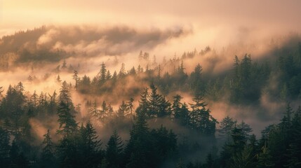 A misty forest landscape, perfect for nature themes