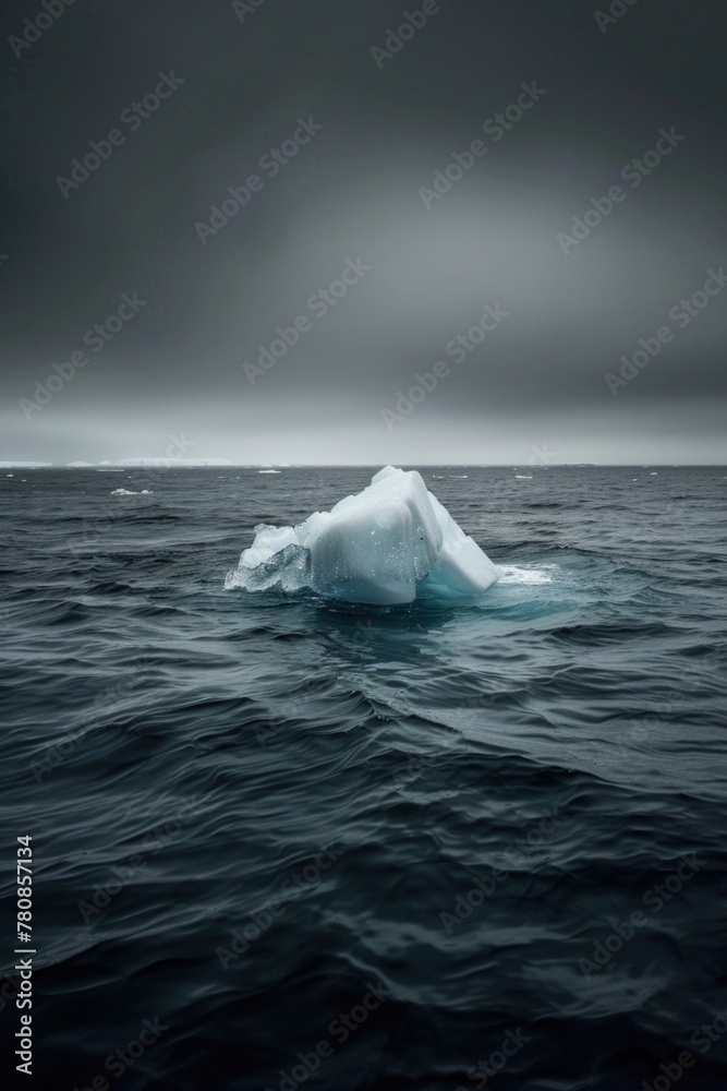 Poster A massive iceberg floating in the ocean. Ideal for environmental and climate change concepts