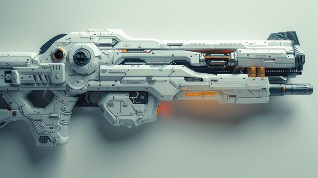 Highly detailed science fiction gun design