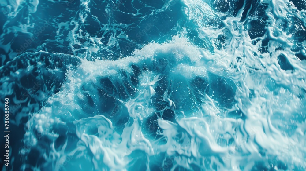 Poster a detailed view of a powerful ocean wave. ideal for nature and travel concepts