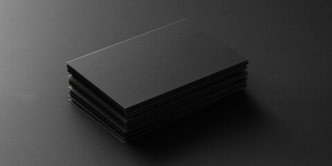 A stack of black business cards on a table, perfect for corporate and networking concepts