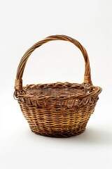 Fototapeta na wymiar A wicker basket on a plain white background. Suitable for various design projects