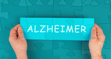 Alzheimer stands on a paper, awareness day, dementia diagnosis, Parkinson´s disease, memory loss...