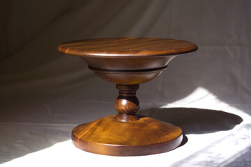 Handmade wooden table for bonsai demonstration
